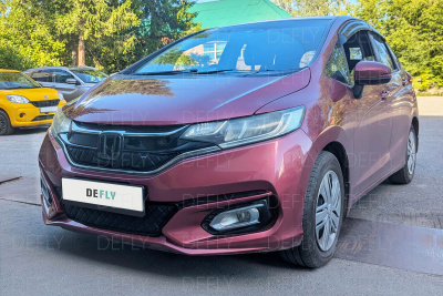 Утеплитель радиатора для Honda Fit (GP, GK), 2017-2020, 2-й рестайлинг, экокожа черная