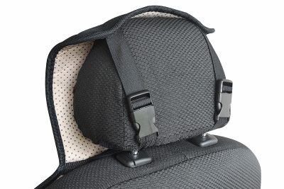 Накидки на передние сиденья из черной замши с стежкой ромб (2 шт.)