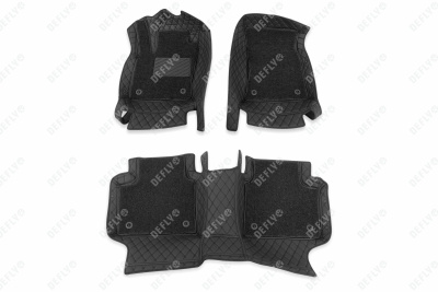 Ковры салона 3D, Geely Monjaro (KX11), 2022-н.в., экокожа черная/ворс черный 