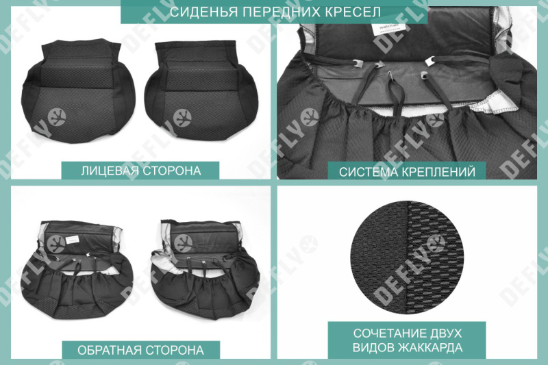 Чехлы на сиденья Kia Rio (FB), 2016-2022, передний ряд, жаккард
