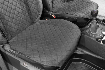 Накидки на передние сиденья из черной замши с стежкой ромб (2 шт.)