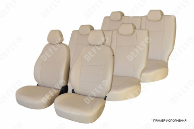 Чехлы на сиденья Toyota Land Cruiser (J200), 2007-2015, спинка 2 ряда 40/20/40, 7 мест, экокожа бежевая