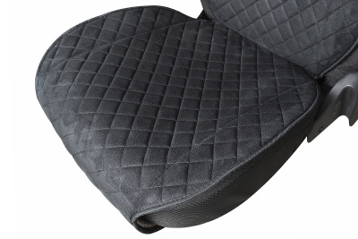 Накидки на передние сиденья из черной замши с стежкой ромб (2 шт.)