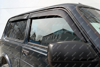 Дефлекторы окон Lada Niva 4x4 (2121), 1977-2021, 3 двери, комплект 4 шт.