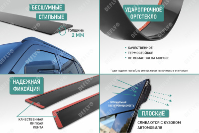 Дефлекторы окон 2D Geely Monjaro, 2021-н.в., комплект 6 шт.