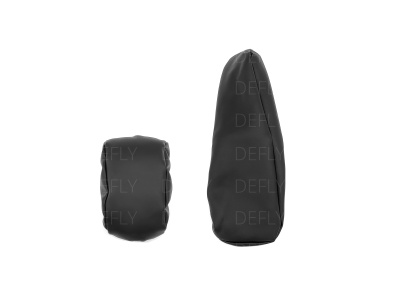 Чехол на центральные подлокотники переднего кресла Toyota Funcargo, 1999-2005, экокожа черная, 2 шт