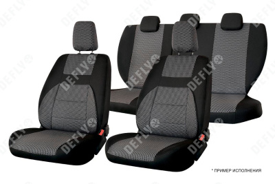 Чехлы на сиденья ВАЗ 2109/21099/2114/2115, Лада Нива (2131), 1993-2019, дополнительная боковая поддержка, жаккард черный/серый