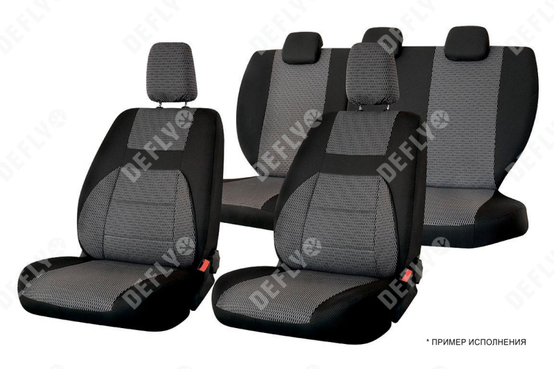 Чехлы на сиденья Lada Granta, 2011-2018, дополнительная боковая поддержка, задний ряд 60/40, жаккард черный/серый