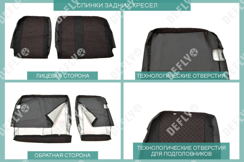 Чехлы на сиденья Renault Duster (HS), 2015-2021, Expression, Privilege, экокожа черная/жаккард красный ромб