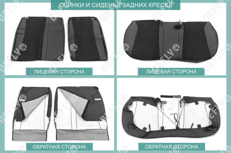 Чехлы на сиденья Hyundai Solaris, 2017-2022, экокожа черная/замша черная ромб