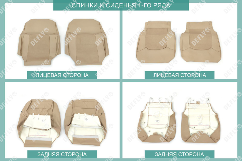 Чехлы на сиденья Toyota Land Cruiser (J200), 2007-2015, спинка 2 ряда 40/20/40, 7 мест, экокожа бежевая