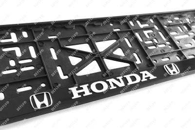 Рамка для номера автомобиля с защелкой, пластиковая, черная, HONDA серебро 