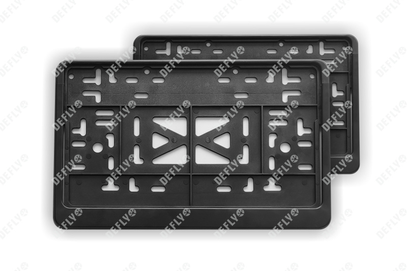 Рамка для номера автомобиля квадратная с защелкой, пластиковая, черная, 2 шт 