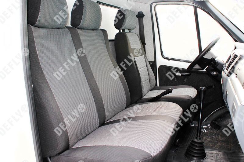 Чехлы на сиденья ГАЗель Бизнес, 2010-2017, дополнительная боковая поддержка, жаккард черный/серый