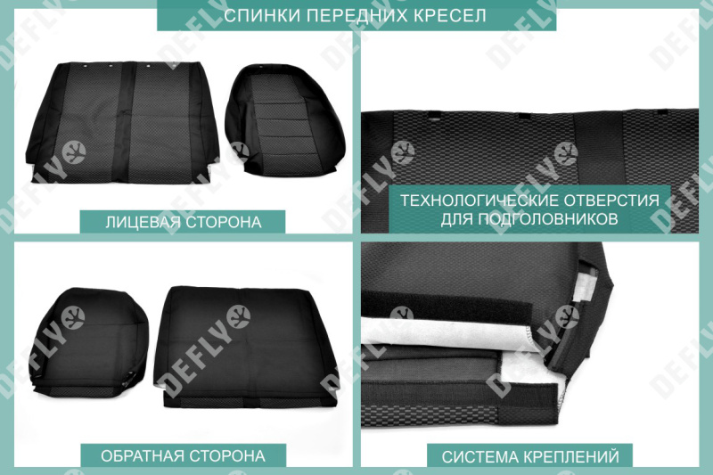 Чехлы на сиденья ГАЗель Бизнес, 2018-н.в., жаккард черный/серый