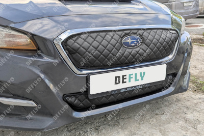 Утеплитель радиатора для Subaru Levorg (VM), 2017-2020, GT, рестайлинг, экокожа черная 