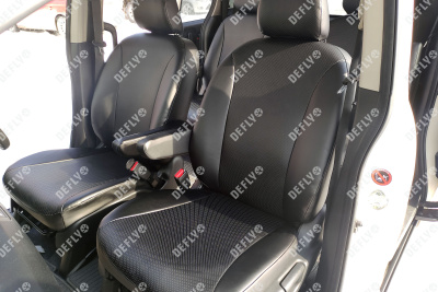 Чехлы на сиденья Honda Freed (GB3, GB4), 2008-2016, 4 места, капитанские кресла, экокожа черная