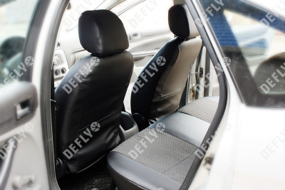 Чехлы на сиденья Ford Focus 2, 2004-2011, экокожа черная/жаккард