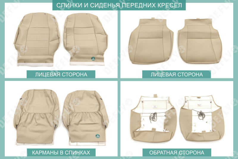 Чехлы на сиденья Toyota Land Cruiser Prado (J150), 2017-2022., левый руль, экокожа бежевая