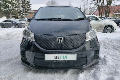 Утеплитель радиатора для Honda Freed (GB3, GB4), 2014-2016, 2-й рестайлинг, экокожа черная 