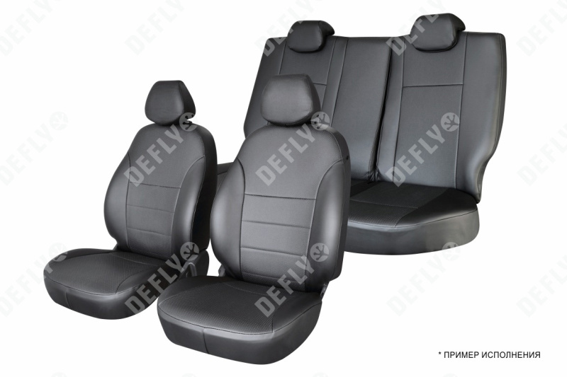 Чехлы на сиденья Toyota Vitz (XP130), 2010-2020, литой подголовник 1 ряда, экокожа черная