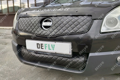 Утеплитель радиатора для Nissan Qashqai (J10), 2006-2010, экокожа черная 