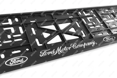 Рамка для номера автомобиля с защелкой, пластиковая, черная, FORD серебро 