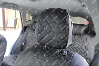 Чехлы на сиденья Haval Jolion, 2020-н.в., экокожа черная/ромб перфорация