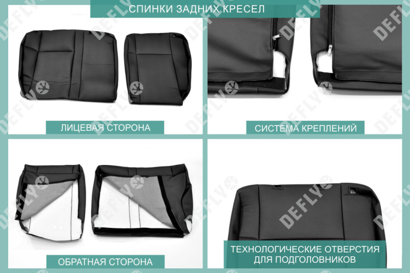 Чехлы на сиденья Volkswagen Polo, 2010-2020, седан, задний ряд 60/40, экокожа черная