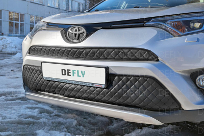 Утеплитель радиатора для Toyota RAV4 (XA40), 2015-2019, рестайлинг, экокожа черная