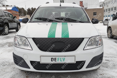 Утеплитель радиатора для Лада Ларгус, 2019-2021, рестайлинг, экокожа черная 