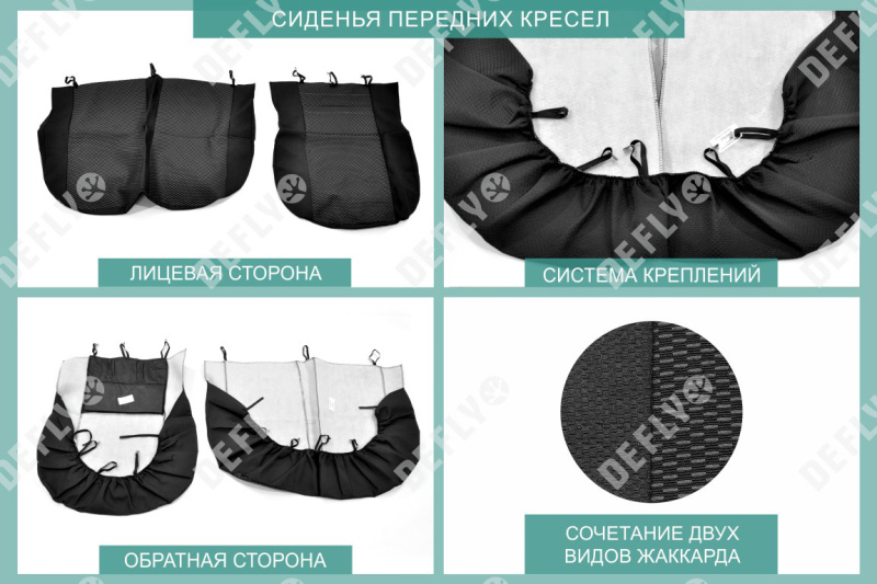 Чехлы на сиденья ГАЗель Бизнес, 2018-н.в., жаккард черный/серый