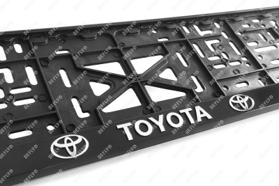 Рамка для номера автомобиля с защелкой, пластиковая, черная, TOYOTA серебро 