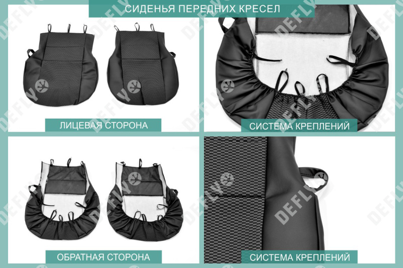 Чехлы на сиденья Chevrolet Niva, 2002-2014, экокожа черная/жаккард 
