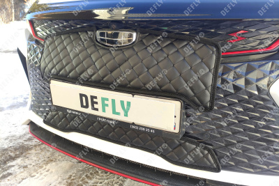 Утеплитель радиатора для Geely Coolray, 2023-н.в., рестайлинг, экокожа черная