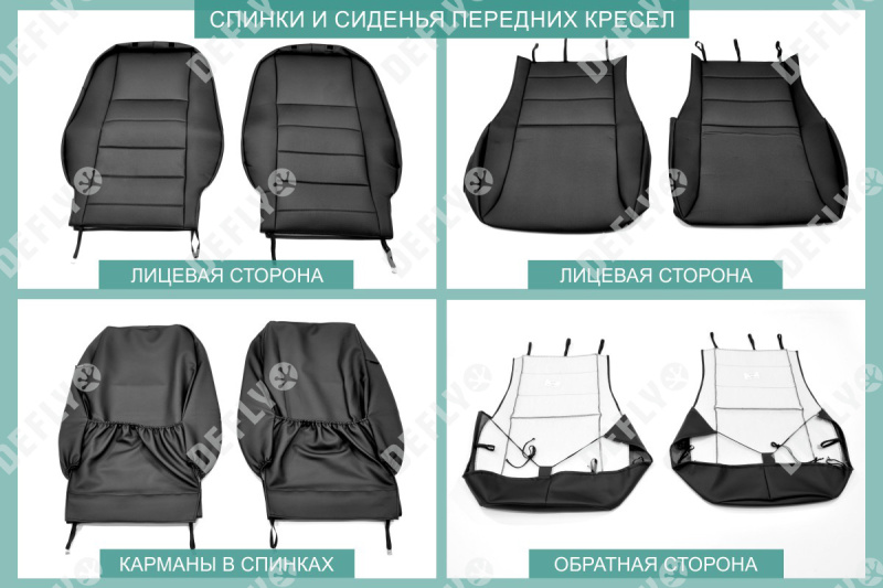 Чехлы на сиденья Volkswagen Polo, 2010-2020, седан, задний ряд 60/40, экокожа черная