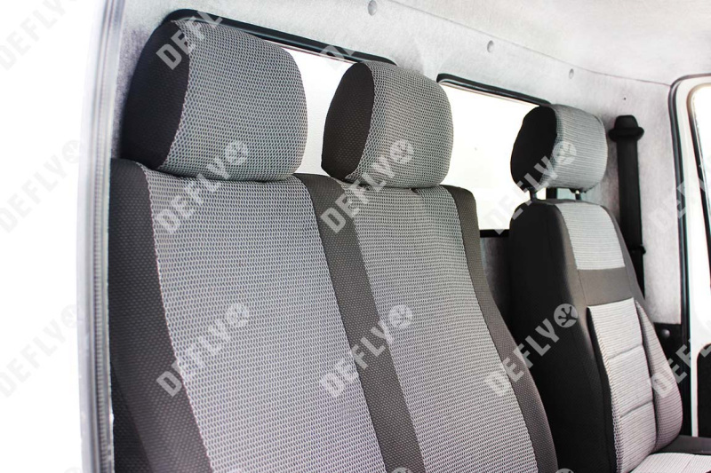 Чехлы на сиденья ГАЗель Бизнес, 2010-2017, дополнительная боковая поддержка, жаккард черный/серый