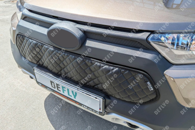 Утеплитель радиатора для Лада Нива Тревел, 2020-н.в., экокожа черная 