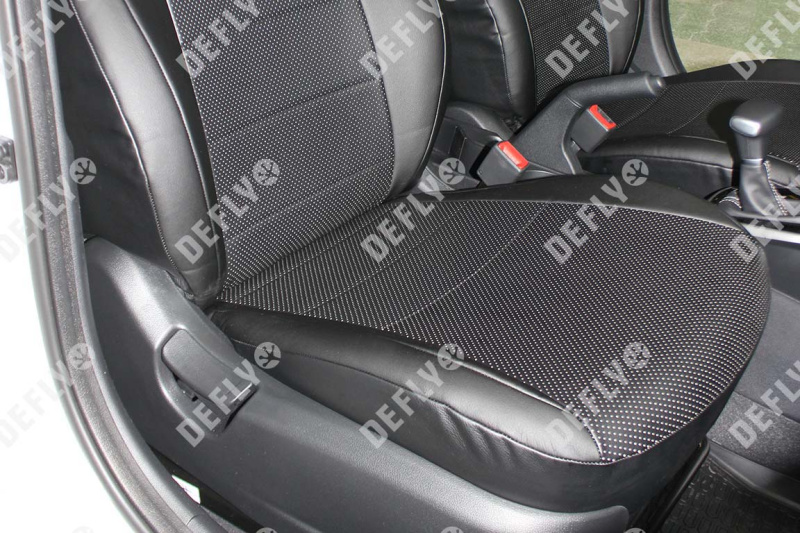 Чехлы на сиденья Kia Rio (FB), 2016-2022, передний ряд, экокожа черная