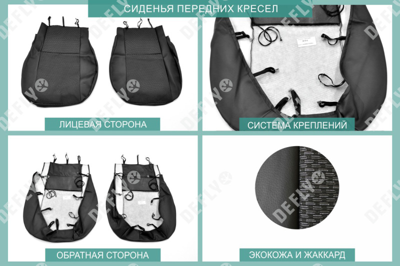 Чехлы на сиденья Ford Focus 3, 2010-2019, Trend Sport, Titanium, экокожа черная/жаккард 