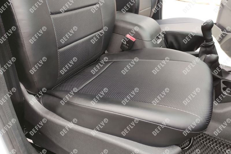 Чехлы на сиденья УАЗ Пикап, 2014-н.в., без заднего подлокотника, экокожа черная