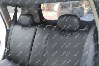 Чехлы на сиденья Nissan Note (E11), 2005-2007, правый руль, спинка 2 ряда раздельная, экокожа черная