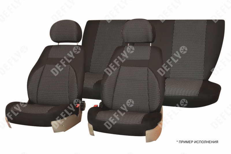 Чехлы на сиденья Лада Приора, ВАЗ 2110, 1995-2014, седан, дополнительная боковая поддержка, жаккард черный/серый