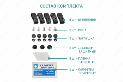 Крепеж для дефлектора капота NEOFIX Defly, комплект 5 шт.