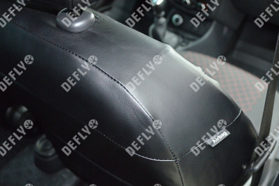 Чехлы на сиденья Renault Duster (HS), 2015-2021, Expression, Privilege, экокожа черная/жаккард красный ромб