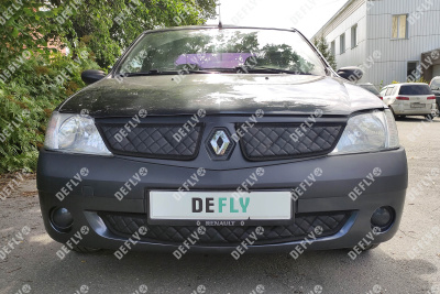 Утеплитель радиатора для Renault Logan (L90), 2004-2009, экокожа черная 