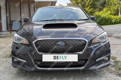 Утеплитель радиатора для Subaru Levorg (VM), 2017-2020, GT, рестайлинг, экокожа черная 