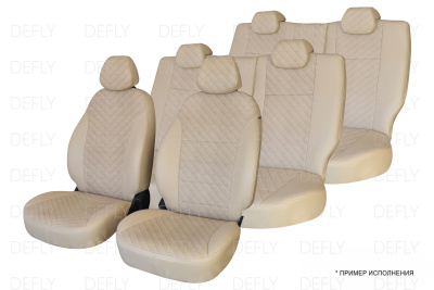 Чехлы на сиденья Toyota Ipsum/Gaia (SXM10), 1996-2004, 7 мест, 3 ряд раздельный, экокожа бежевая/ромб перфорация