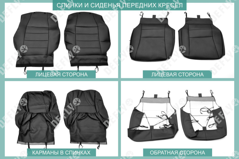 Чехлы на сиденья Toyota Land Cruiser Prado (J150), 2017-2022, левый руль, экокожа черная