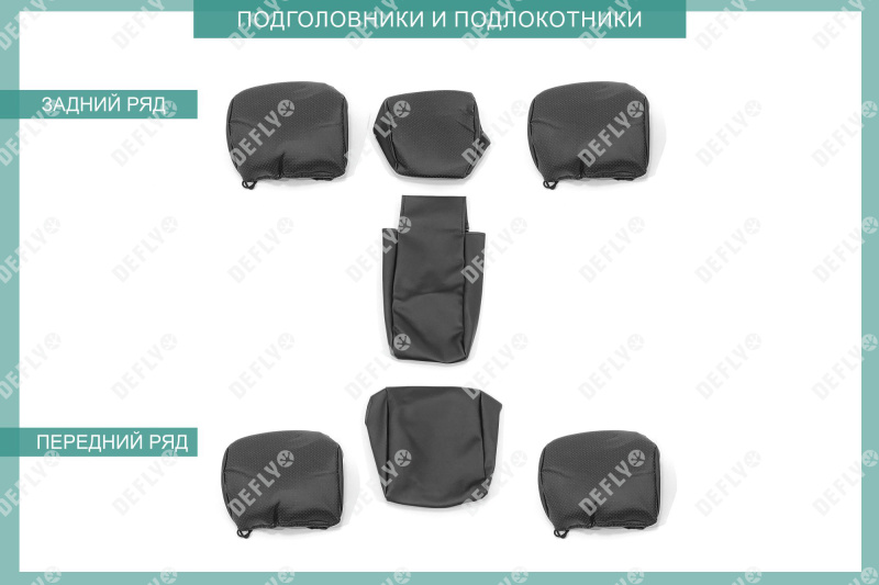 Чехлы на сиденья Toyota Land Cruiser Prado (J95), 1996-2002, 5 мест, правый руль, задний ряд 60/40, экокожа черная